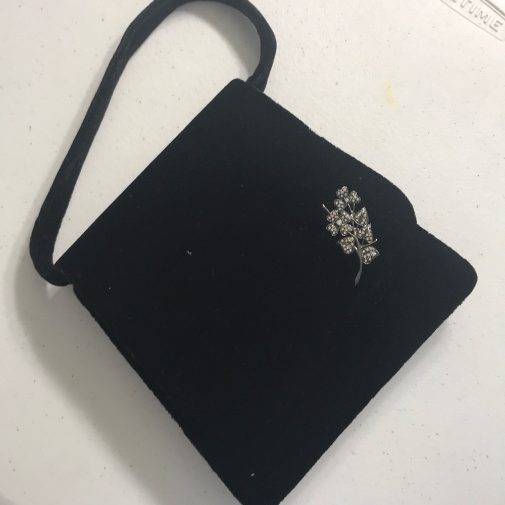 Vintage Lord &Taylor Black and Silver Velvet Handbag Purse Special Occasion